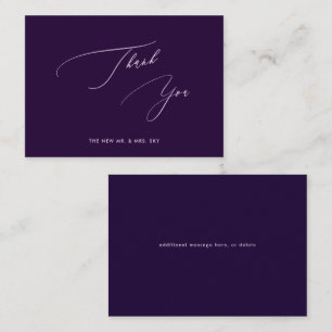 Tarjeta Pequeña ArtsApp Eggplant Drk Purple Calligraphy Gracias