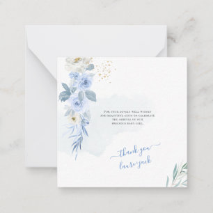Tarjeta Pequeña ArtsApp H2 Rosas Azules Bebé Shower Gracias