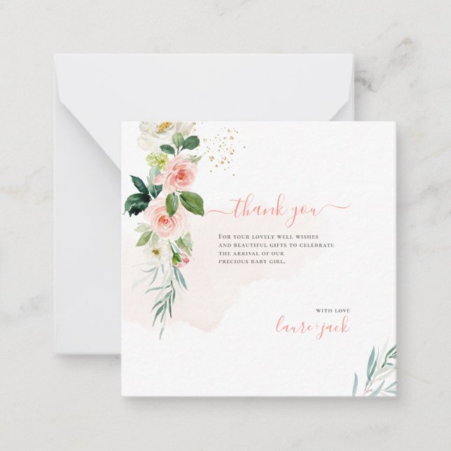 Tarjeta Pequeña ArtsApp H2 Rubor Rosa Rosa Rosa Baby Shower Gracia (Anverso)