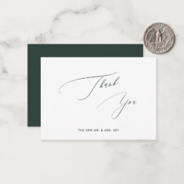 Tarjeta Pequeña ArtsApp Hunter Green Luxe Caligrafía Agradecimien