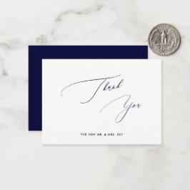 Tarjeta Pequeña ArtsApp Navy Blue Luxe Caligraphy Gracias
