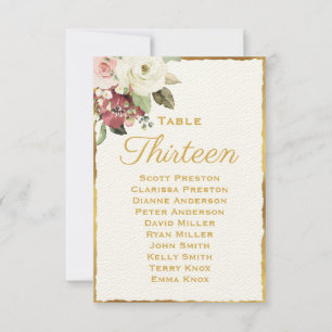 Tarjeta Pequeña Asignación de asientos Gold Edge de Mauve Florals 