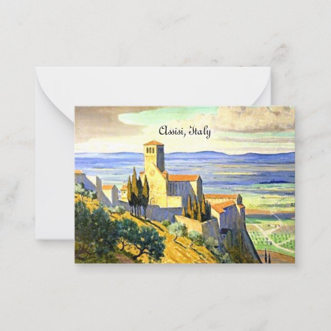 Tarjeta Pequeña Asís, Italia - pintura de arte fino (Anverso)