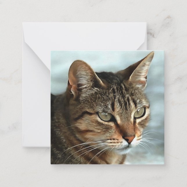 Tarjeta Pequeña Asombroso retrato artístico del gato de Tabby (Anverso)