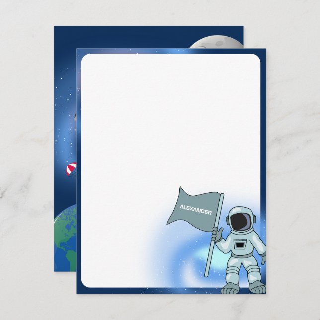 Tarjeta Pequeña Astronauta en el Espacio Galaxia Nombre Personaliz (Anverso / Reverso)