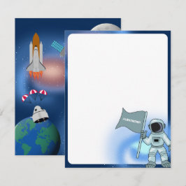 Tarjeta Pequeña Astronauta en el Espacio Galaxia Nombre Personaliz