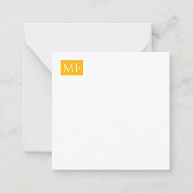 Tarjeta Pequeña Atractivo Monograma Amarillo Blanco Moderno Minima (Anverso)