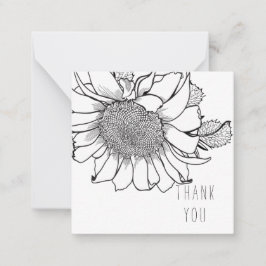 Tarjeta Pequeña Audaz Girasol Único Gracias Monograma Blanc