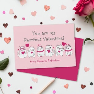 Tarjeta Pequeña Aula de niños lindos Día de San Valentín Gatos Ros