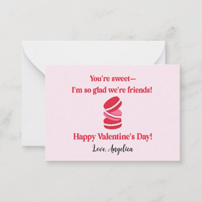 Tarjeta Pequeña Aula Día de San Valentín Cute Macarons (Anverso)