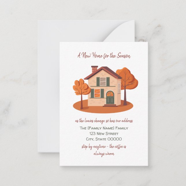 Tarjeta Pequeña Autumn Moving Announcement Card (Anverso)