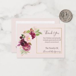 Tarjeta Pequeña Autumt Floral Photo Sympathy Funeral Card