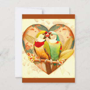 TARJETA PEQUEÑA AVE DE AMOR DE LA VINTAGE CUTE, DISEÑO CLÁSICO DE 