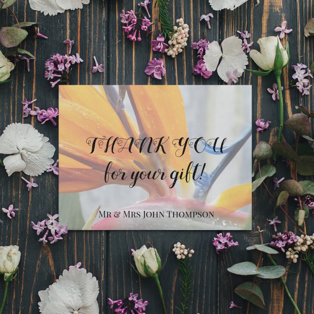 Tarjeta Pequeña Ave del Paraíso Boda Floral Gracias (In Situ Wedding)