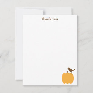 Tarjeta Pequeña Ave en la Llanura de Calabaza Gracias Cartas de No