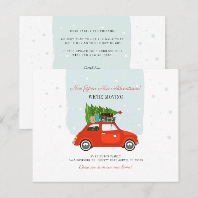 Tarjeta Pequeña Aventuras de Año Nuevo cambio de dirección en movi (Anverso / Reverso)