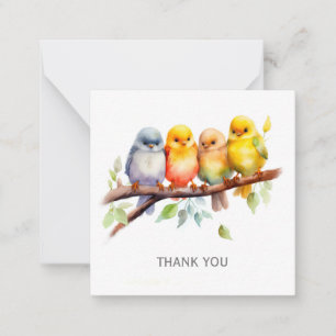 Tarjeta Pequeña Aves Cutas Personalizadas Gracias