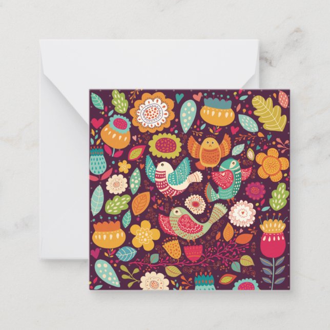 Tarjeta Pequeña Aves decorativas (Anverso)