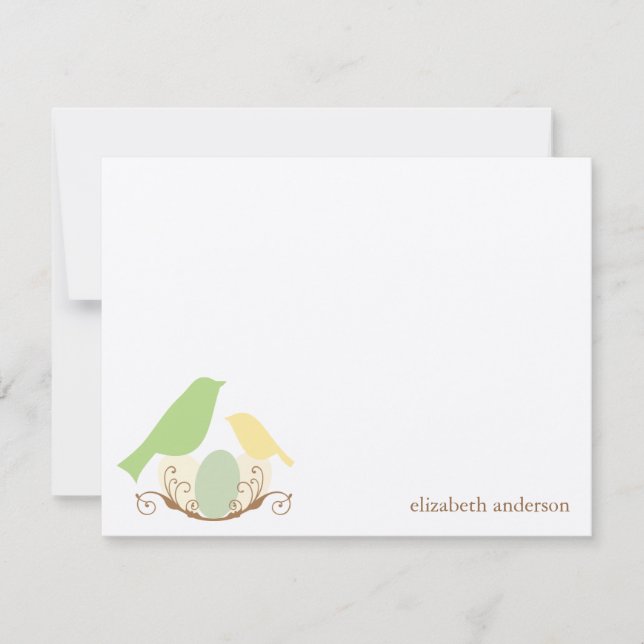 Tarjeta Pequeña Aves Nest Flat Gracias Cartas (Anverso)