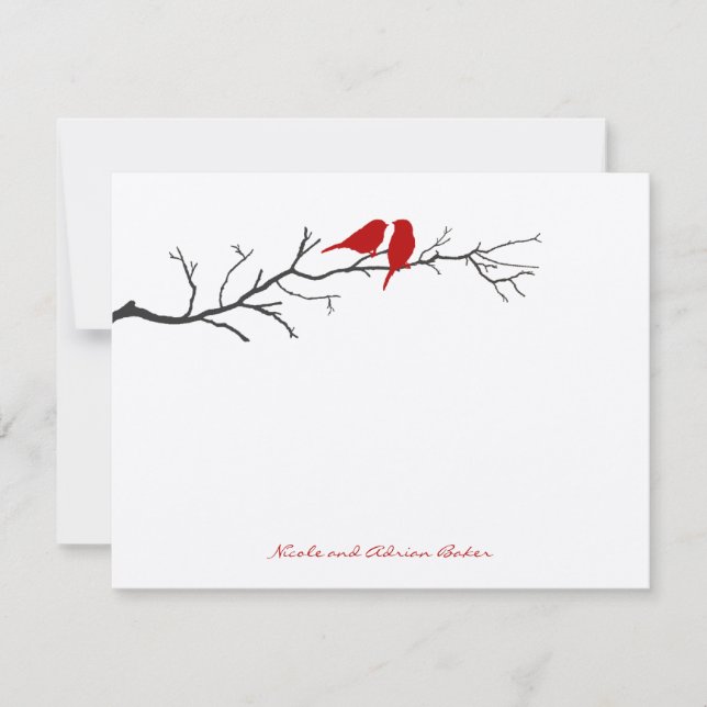 Tarjeta Pequeña Aves Silhouettes Gracias Cartas - Rojo - (Anverso)