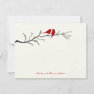 Tarjeta Pequeña Aves Silhouettes Gracias Cartas - Rojo -
