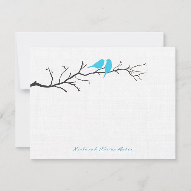 Tarjeta Pequeña Aves Silhouettes Gracias Cartas - Turquesa - (Anverso)