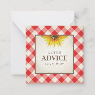 Tarjeta Pequeña Aviso De Gingham Rojo Para El Inserto De La Ducha