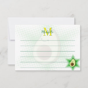 Tarjeta Pequeña Avocado Superestrella Monograma Personalizado Raya