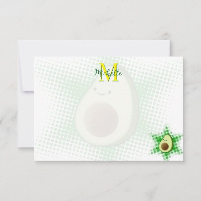 Tarjeta Pequeña Avocado Superstar Custom Monogram (Anverso)