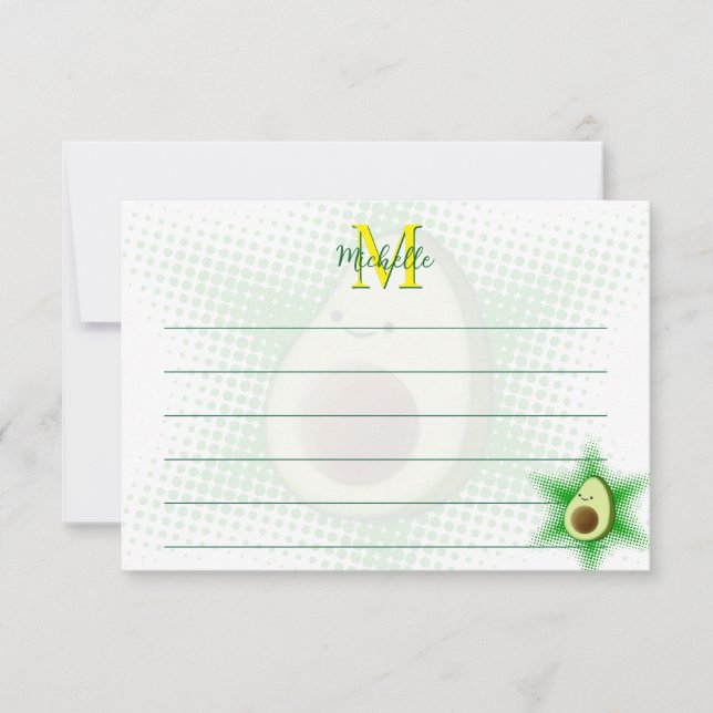 Tarjeta Pequeña Avocado Superstar Custom Monogram Lined (Anverso)