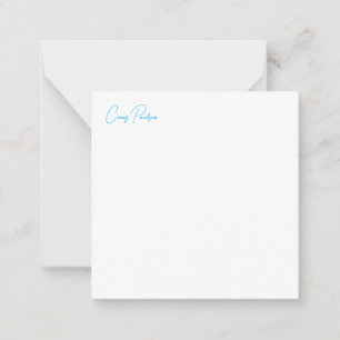 Tarjeta Pequeña Azul blanco tu nombre caligrafía Minimalista único