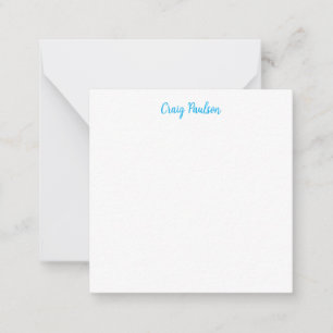 Tarjeta Pequeña Azul blanco tu nombre caligrafía Minimalista único