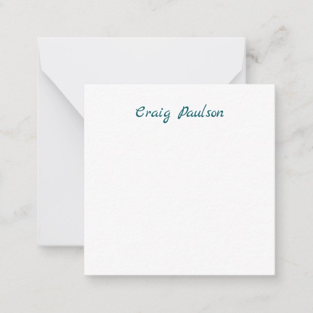 Tarjeta Pequeña Azul blanco tu nombre especial Minimalista (Anverso)