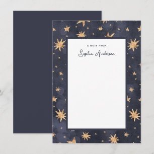 Tarjeta Pequeña Azul celeste con estrellas de oro falsas
