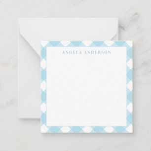 Tarjeta Pequeña Azul Claro Pastel Moderno de Cuadros y Gingham