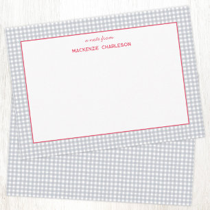 Tarjeta Pequeña Azul Gris Gingham Personalizado