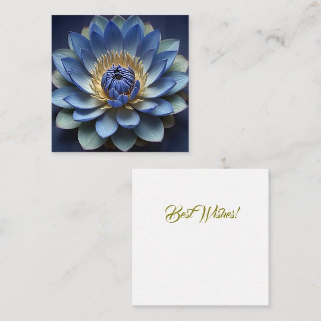 Tarjeta Pequeña Azul Lotus Flor Arte Espiritual Zen Personalizado (Anverso / Reverso)