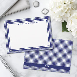 Tarjeta Pequeña Azul Marino Cuadros Gingham Personalizado