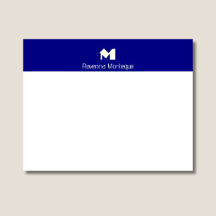 Tarjeta Pequeña Azul Marino Elegante Monograma de Nombre Personali