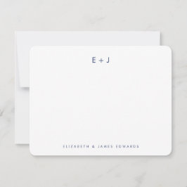Tarjeta Pequeña Azul Marino Moderno Pareja Monograma Personalizado