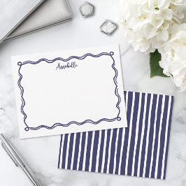 Tarjeta Pequeña Azul Marino Retro Personalizado con Borde Ondulado