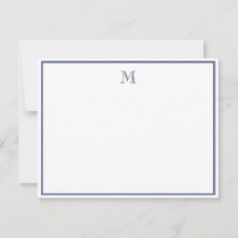 Tarjeta Pequeña Azul Marino Simple Clásico Vintage Letra Inicial