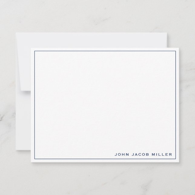 Tarjeta Pequeña Azul marino simple minimalista (Anverso)