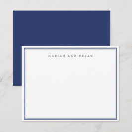 Tarjeta Pequeña Azul Marino Simple Moderno Elegante Borde Pareja