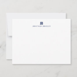 Tarjeta Pequeña Azul Marino Simple Monograma Moderno Profesional