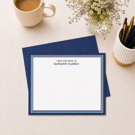 Tarjeta Pequeña Azul Marino Triple Borde De La Mesa De Plano