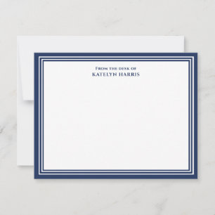 Tarjeta Pequeña Azul Marino Triple Borde De La Mesa De Plano