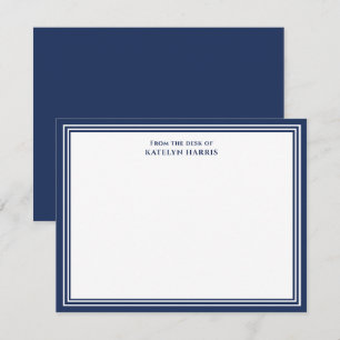 Tarjeta Pequeña Azul Marino Triple Borde De La Mesa De Plano