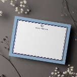 Tarjeta Pequeña AZUL MARINO Y AZUL POLVO Marco Doble Monograma Clá<br><div class="desc">Obtenga un aspecto profesional con nuestras tarjetas planas de papelería personalizadas formales y elegantes que presentan su monograma y su nombre debajo en fuente Sans Serif combinada con fuente de cara abierta elegante enmarcada por un borde doble azul marino elegante sobre un fondo azul polvo. El monograma y el nombre...</div>