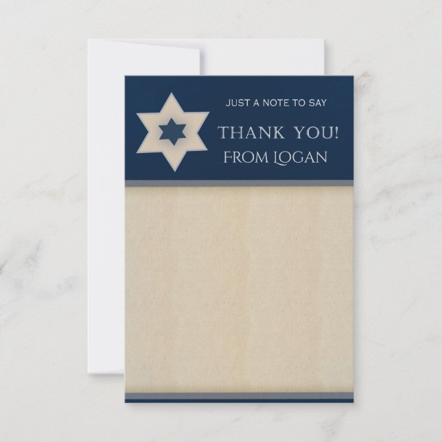 Tarjeta Pequeña Azul marino y Estrella Tan de David (Anverso)